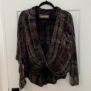 NWT plaid wrap top